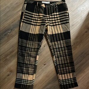 Woolrich Plaid Wool Trousers - Black and Tan